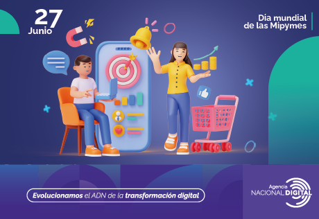 Ilustración Digital en 3d que muestra un hombre sentado con un computador en su mano y una burbuja con líneas que simulan texto, junto con una mujer que tiene en su mano unas monedas, acompañados de un carro de mercado, de fondo se aprecia un teléfono celular con distintos íconos en la pantalla como un tiro al blanco con un dardo, junto a este hay gráficos estadísticos, una campana y un imán. Ilustración Digital en 3d que muestra un hombre sentado con un computador en su mano y una burbuja con líneas que simulan texto, junto con una mujer que tiene en su mano unas monedas, acompañados de un carro de mercado, de fondo se aprecia un teléfono celular con distintos íconos en la pantalla como un tiro al blanco con un dardo, junto a este hay gráficos estadísticos, una campana y un imán.