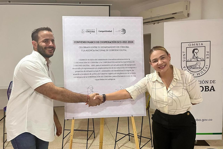 Gobernador de Córdoba, Erasmo Zuleta Bechara, y directora de la Agencia Nacional Digital, Viviana Bayuelo Serrano. Gobernador de Córdoba, Erasmo Zuleta Bechara, y directora de la Agencia Nacional Digital, Viviana Bayuelo Serrano.